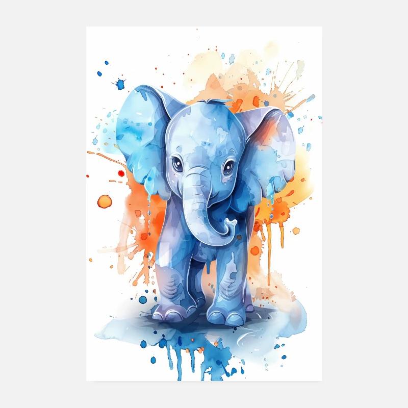 Éléphant - Poster 20 x 30 cm - blanc