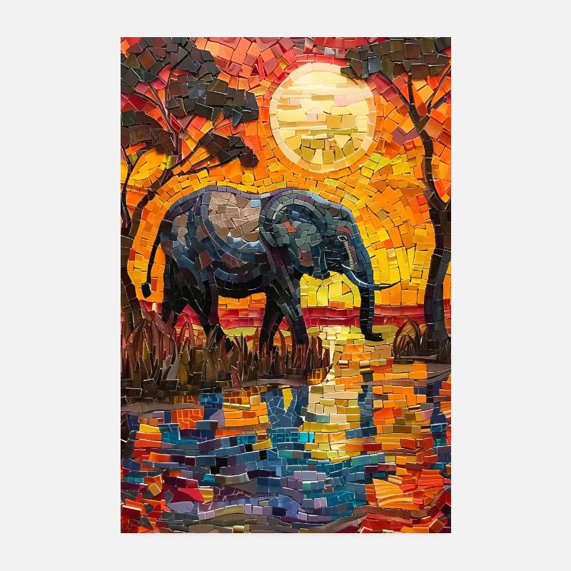 Elefant - Poster 20x30 cm - Weiß