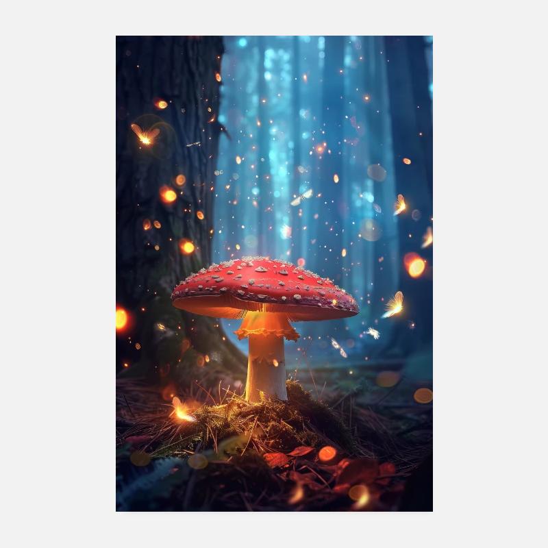 Pilze - Poster 20x30 cm - Weiß