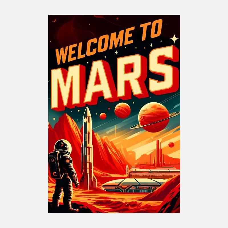 Willkommen auf dem Mars - Retrofuturismus Poster 20x30 cm