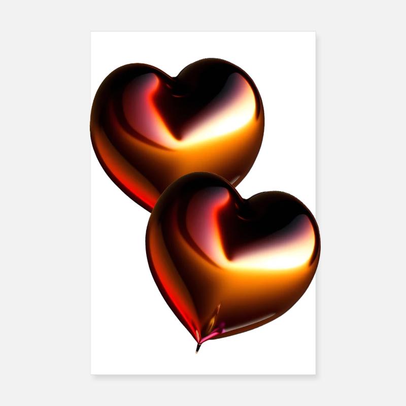 two chocolate colored hearts - Poster 8" x 12" (20x30 cm) - white