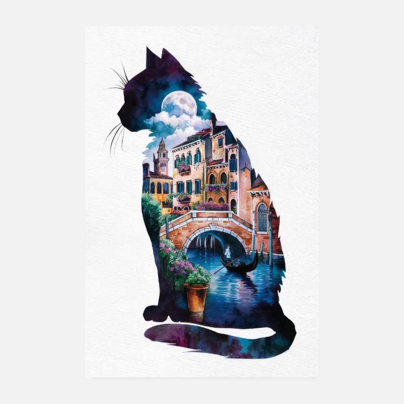 Chat Chats Amoureux Chat Propriétaire Chaton Poster 20 x 30 cm