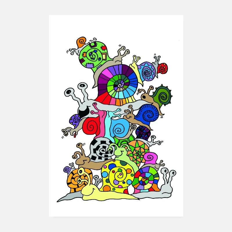 Drôle de tour d’escargot coloré Poster 20 x 30 cm