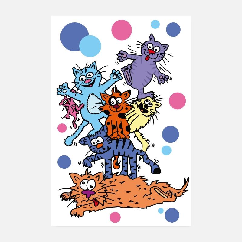 Bunter Katzenturm 1 Poster 20x30 cm
