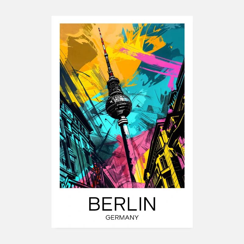 Berlin Poster Fernsehturm Skyline Wandkunst Kunst Poster 20x30 cm