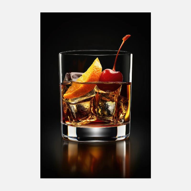Cocktail Manhattan classique : cerises et orange Poster 20 x 30 cm