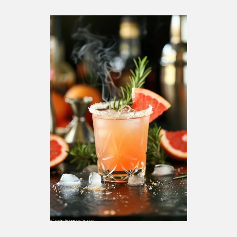 Rauchiger Grapefruit-Cocktail mit Rosmarin-Garnitur Poster 20x30 cm