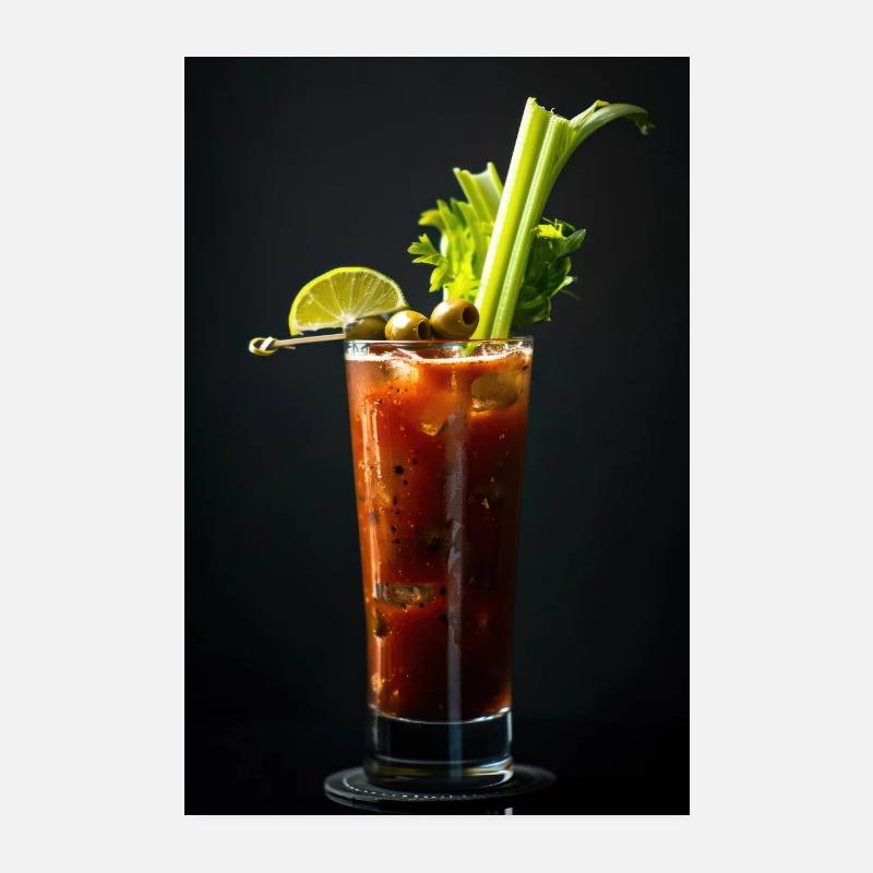 Savory Bloody Mary with Celery and Olives Poster 8" x 12" (20x30 cm)