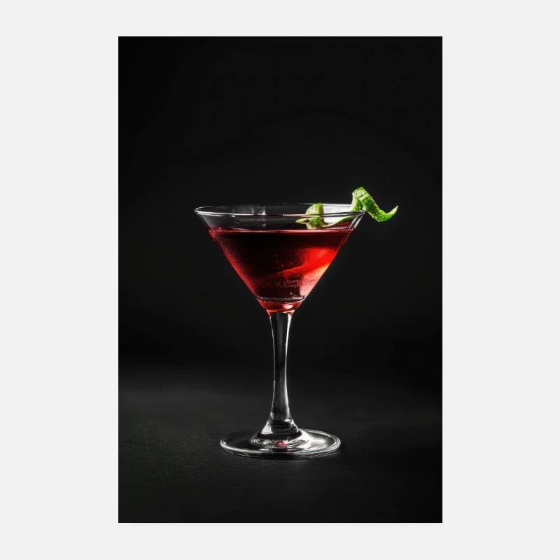 Chic Cosmopolitan Cocktail with Lime Twist Poster 8" x 12" (20x30 cm)