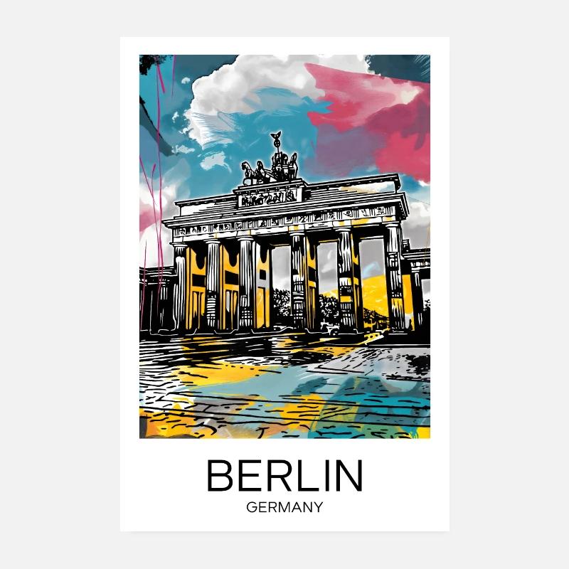 Berlin Poster Brandenburg Gate Wall Art Art Poster 8" x 12" (20x30 cm)