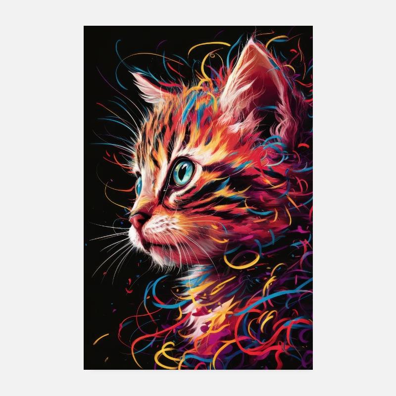 Kat Katte Elsker Kat Ejer Killing - Poster 20x30 cm - hvid