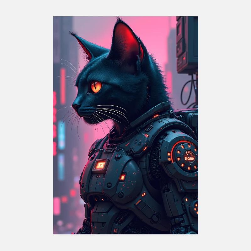 Cyberpunk Cat Poster 8" x 12" (20x30 cm)
