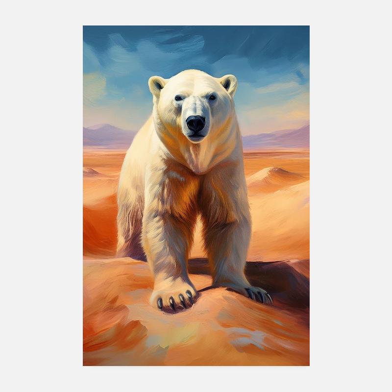 Eisbär in der wüste Poster 20x30 cm