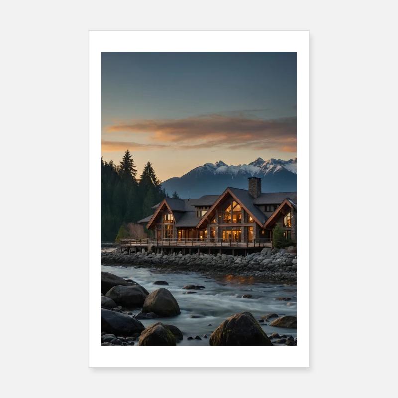 Alpine River Lodge Poster 8" x 12" (20x30 cm)
