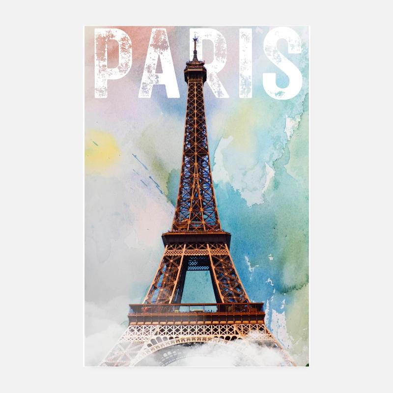 Paris Vintage Reiseposter mit Eiffelturm Poster 20x30 cm