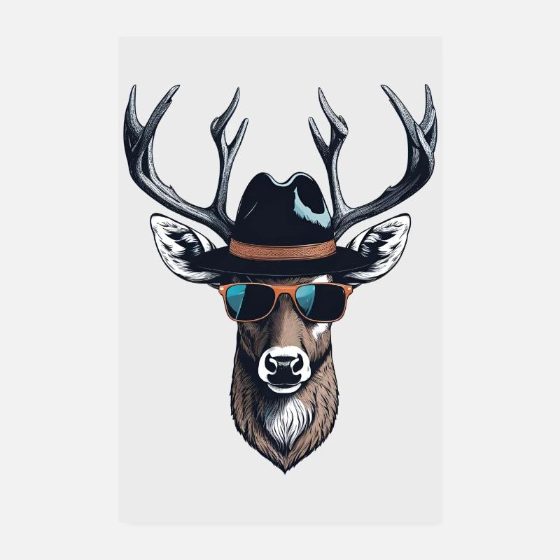 Cooler Hirsch - Poster 20x30 cm - Weiß