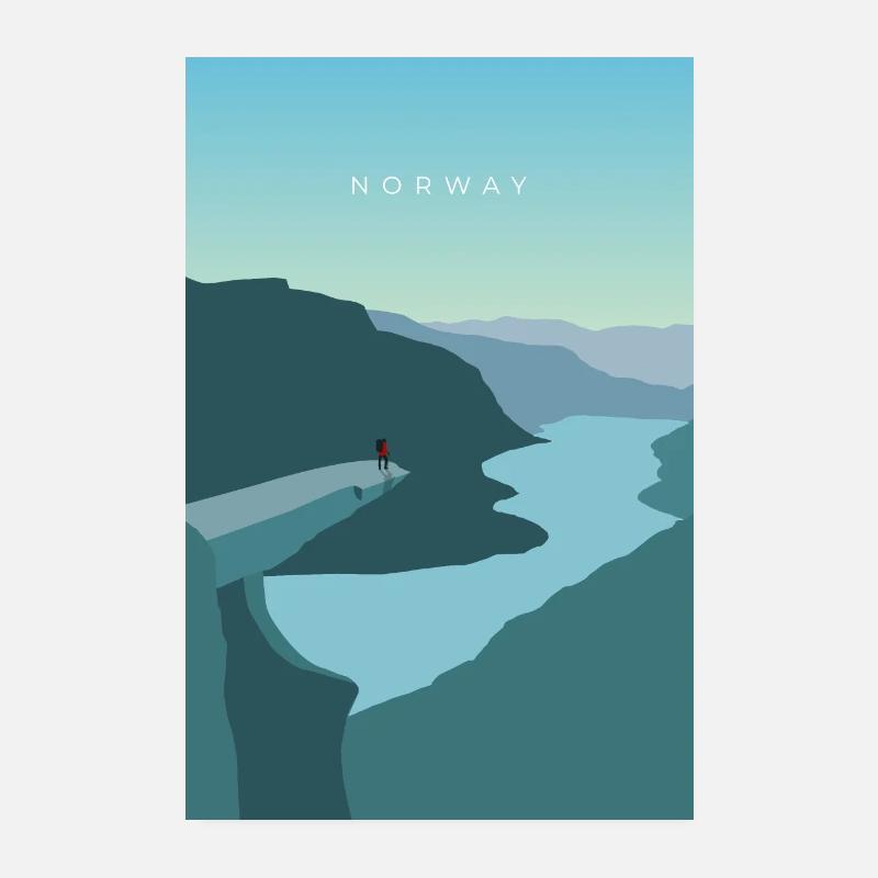 Norway Trolltunga - Reise Design Berge Poster 20x30 cm