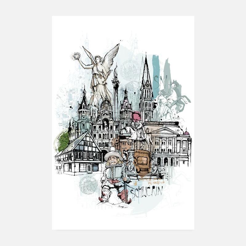 Capitale du Land de Schwerin MV Poster 20 x 30 cm