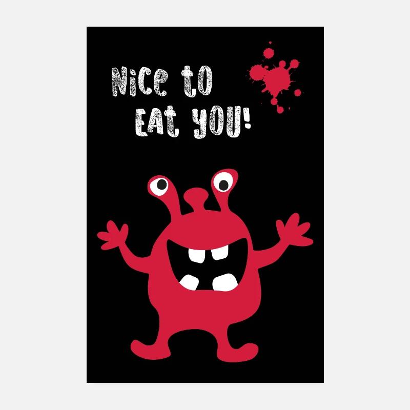 Affiche Monstre Nice Manger Halloween Drôle Cool Poster 20 x 30 cm