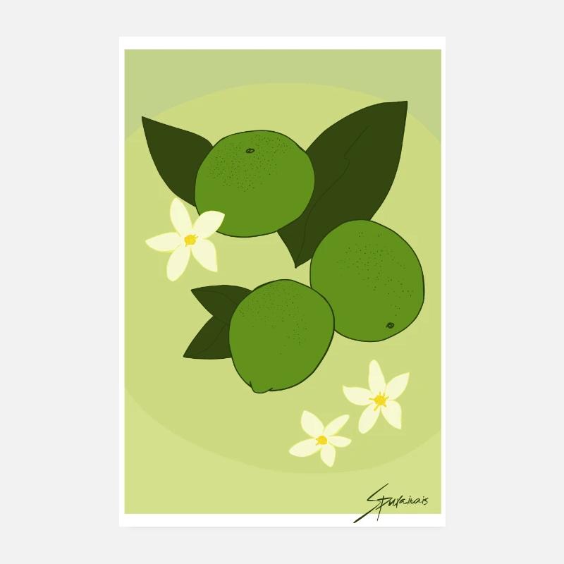 Citrons verts - Poster 20 x 30 cm - blanc