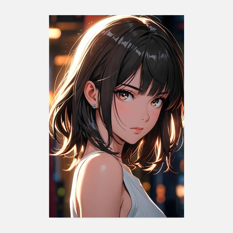 Wunderschöne Anime-Kunst – Porträt eines Mädchen Poster 20x30 cm