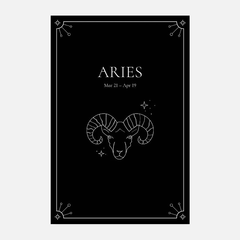 Sternzeichen-Poster "Aries" (Widder) schwarz Poster 20x30 cm