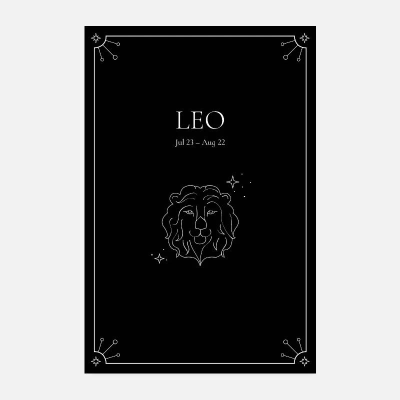 Sternzeichen-Poster "Leo" (Löwe) schwarz Poster 20x30 cm