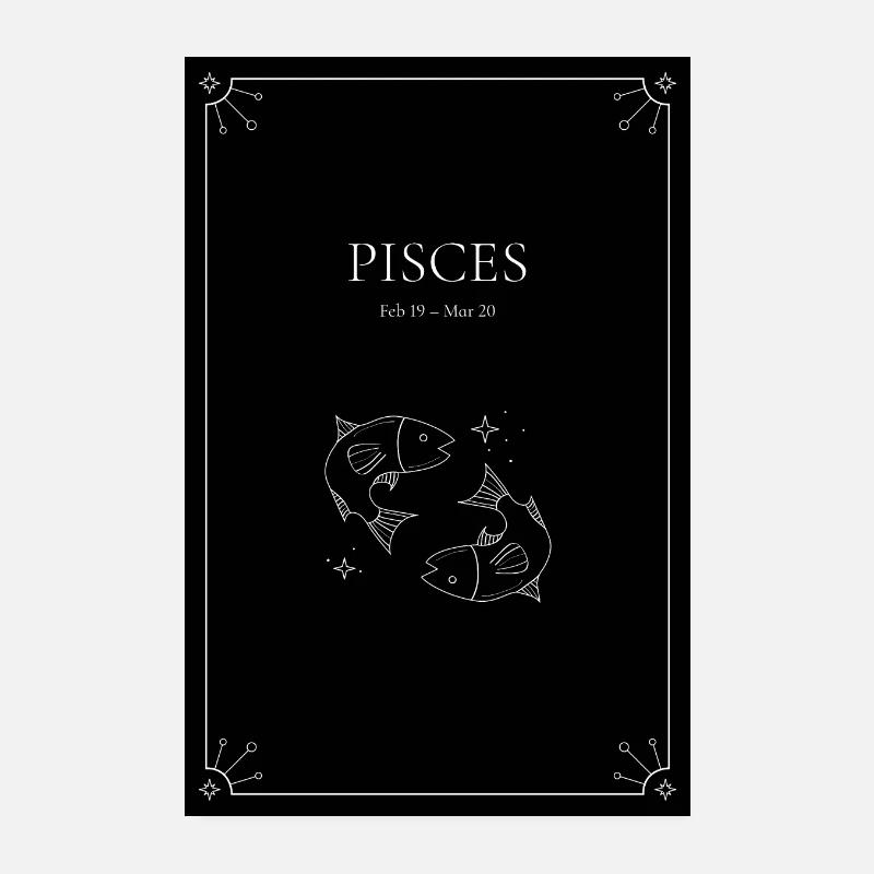 Sternzeichen-Poster "Pisces" schwarz Poster 20x30 cm
