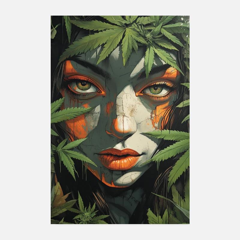 Leaf face in jungle light Poster 8" x 12" (20x30 cm)