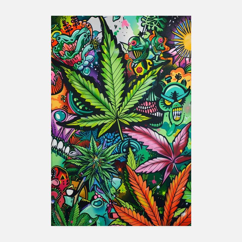 Psychedelic Leaf World Poster 20 x 30 cm