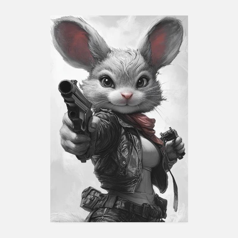 Action bunny in leather jacket Poster 8" x 12" (20x30 cm)