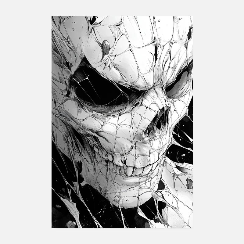 Skull Net Black & White Poster 8" x 12" (20x30 cm)