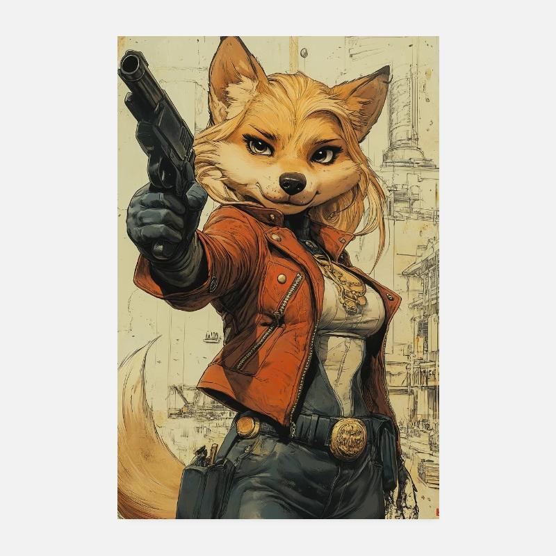 Fuchs Heldin Westernlook Poster 20x30 cm