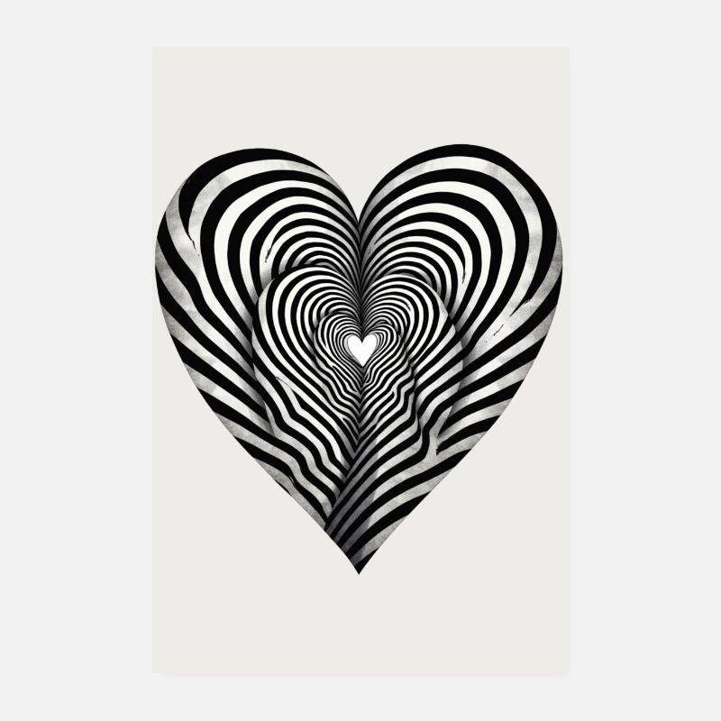 Herz optische Effekte Täuschung Zebraherz Poster 20x30 cm