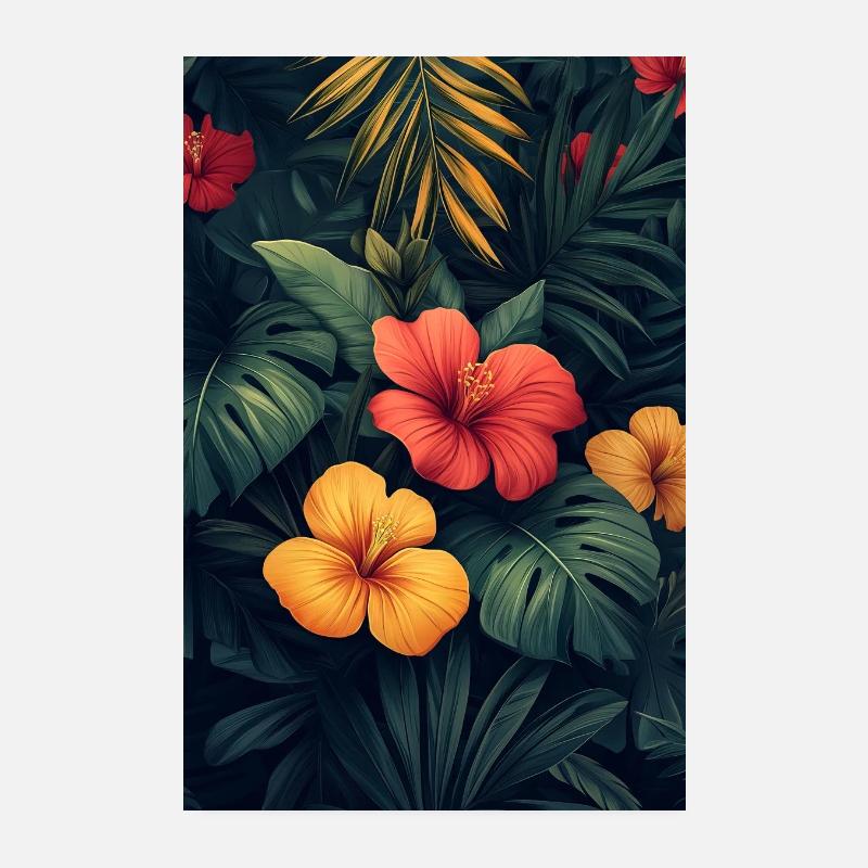 Jungle tropicale d’hibiscus Poster 20 x 30 cm