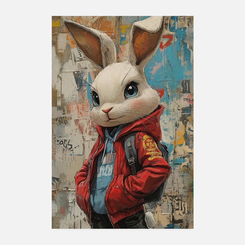 Lapin en veste graffiti Poster 20 x 30 cm