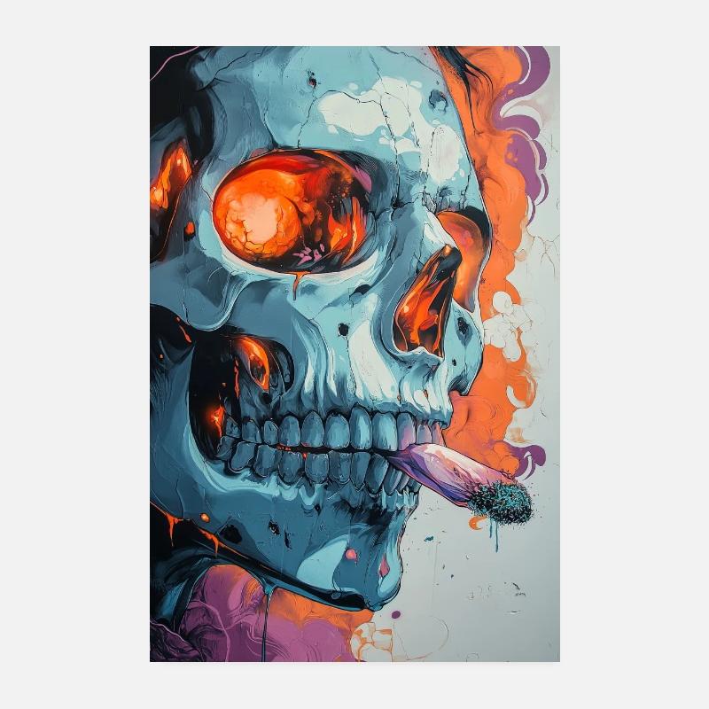 Art de feu en graffiti de crâne Poster 20 x 30 cm