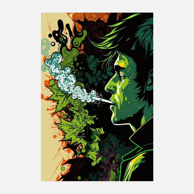 Grünes Psychedelic-Gesicht Poster 20x30 cm