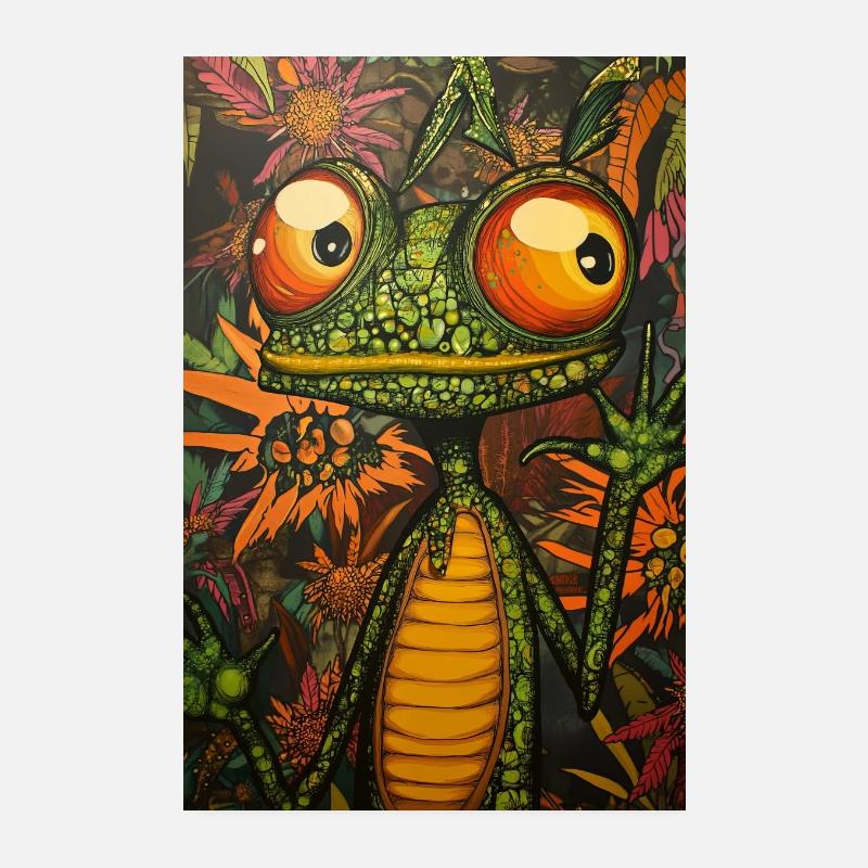 Grenouille psychédélique dans le royaume des fleurs Poster 20 x 30 cm
