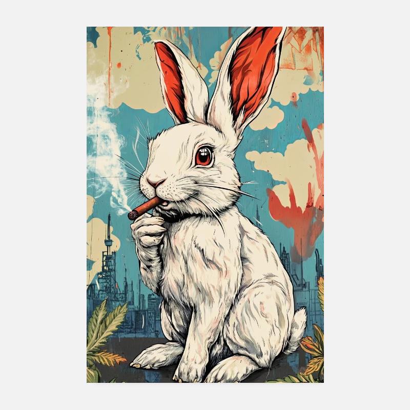 Graffiti Bunny Cigarette Poster 8" x 12" (20x30 cm)