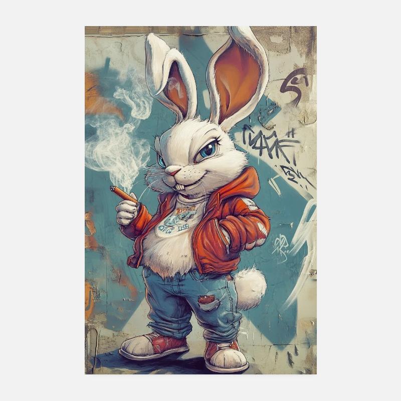 Sweat à capuche Graffiti Bunny Poster 20 x 30 cm