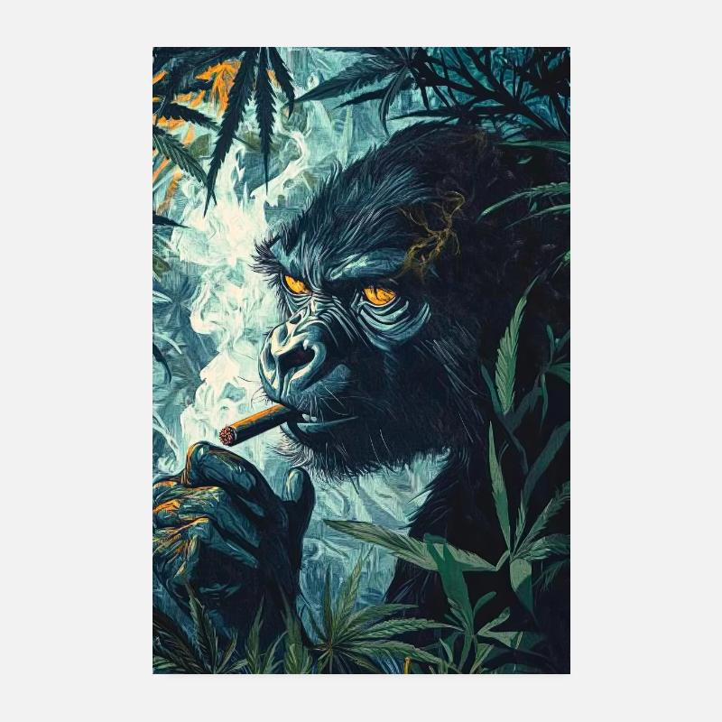 Gorille de la jungle avec de la fumée de cigarette Poster 20 x 30 cm