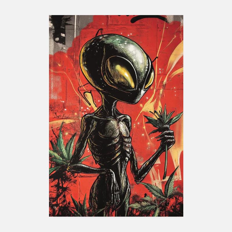 Außerirdischer Gärtner Graffiti Poster 20x30 cm