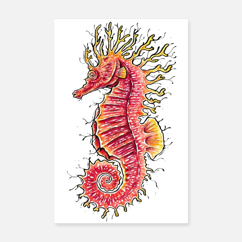 Seepferdchen - Poster 20x30 cm - Weiß