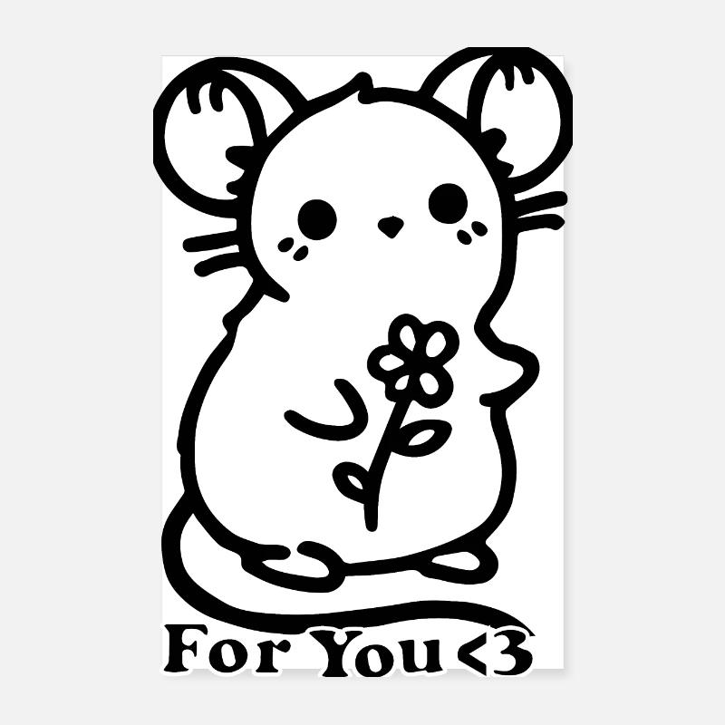 Maus mit einer Blume - Design "For you <3" Poster 20x30 cm