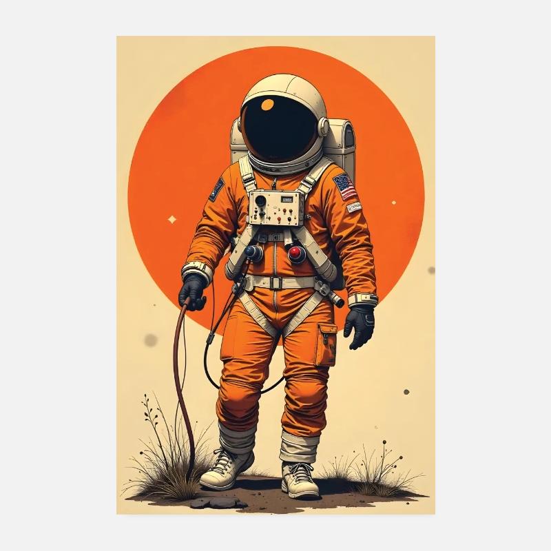 Retro Space Age Astronaut im 70er-Jahre-Stil Poster 20x30 cm