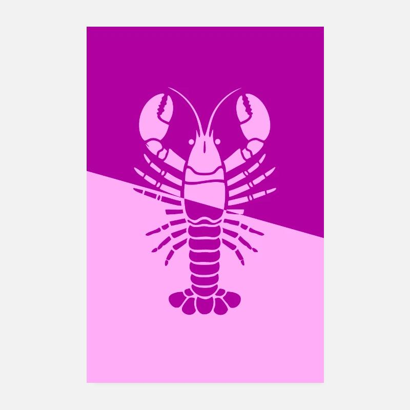 Poster Lobster pink pink Poster 8" x 12" (20x30 cm)