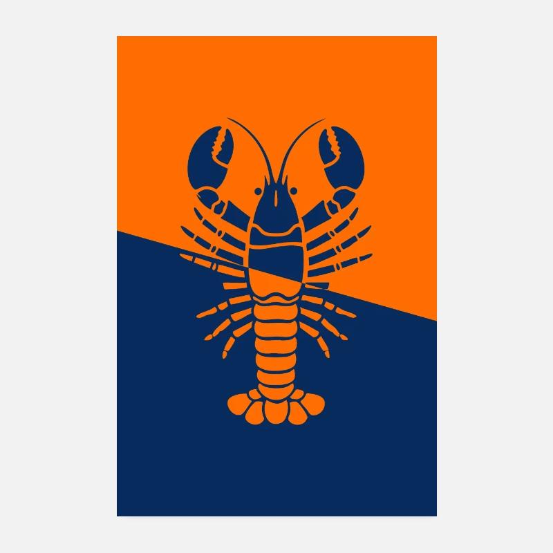 Affiche Homard bleu orangé Poster 20 x 30 cm