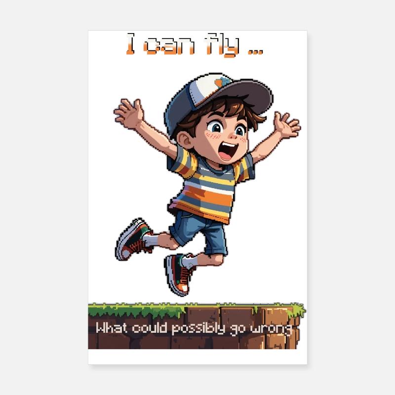 Le gars de la mouche 8bit Poster 20 x 30 cm