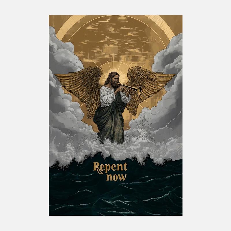 Repent now Christlicher Engel der Apokalypse Poster 20x30 cm